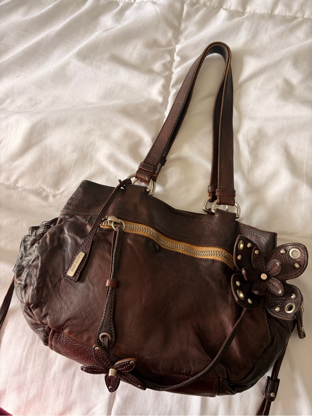 Miu Miu Archive 2006 Leather Flower Pocket Bag - Picture 5 of 11
